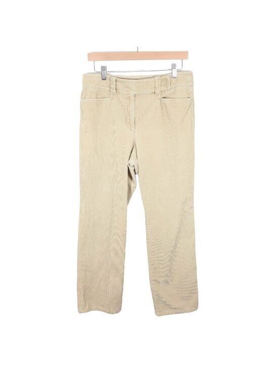 Talbots Pants - TALBOTS Size 12 Beige Cotton Blend Fine Wale Straight Leg Tab Waist Pants